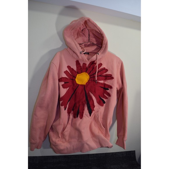 Flamanti Other - Rare Streetwear FLAMANTI Sewn Red Daisy Hoodie Sweatshirt MENS L Pink Salmon
